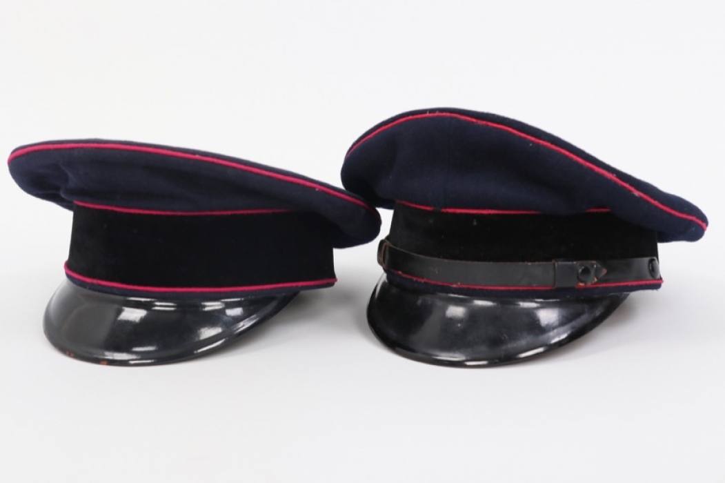 2x Third Reich fire brigade visor caps - same maker!
