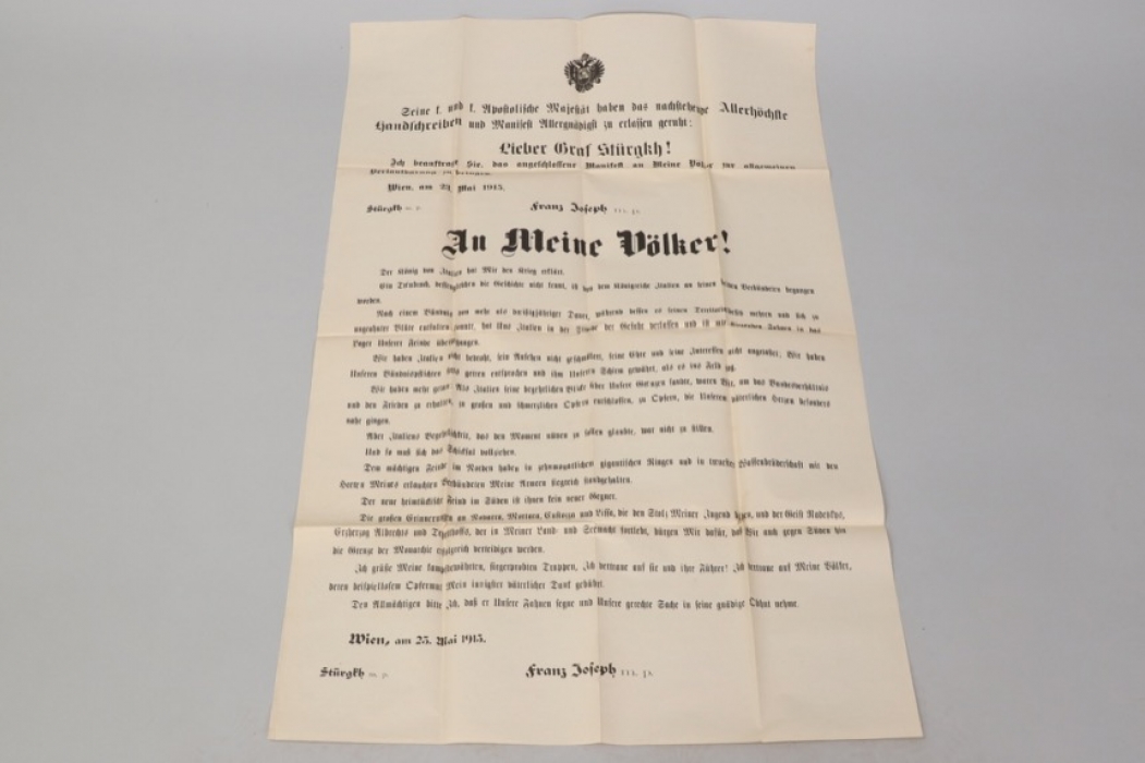 Austria - WWI poster "An meine Völker" - declaration of war