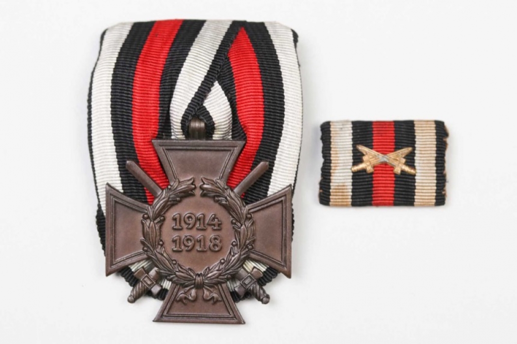 Honor Cross of WWI on medal bar + ribbon bar - R.V.24