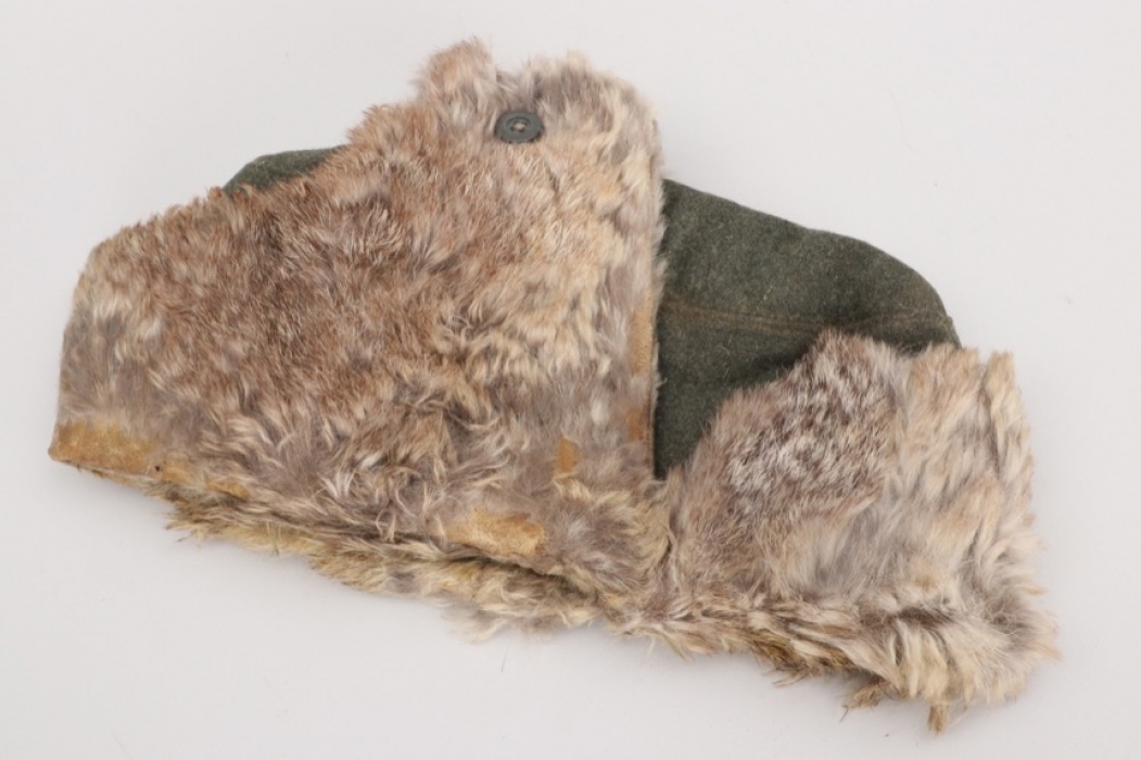 Heer/Waffen-SS winter fur cap - worn