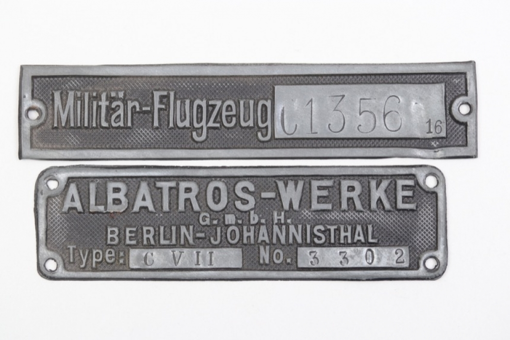 WWI two Albatros C.VII aircarft type plates