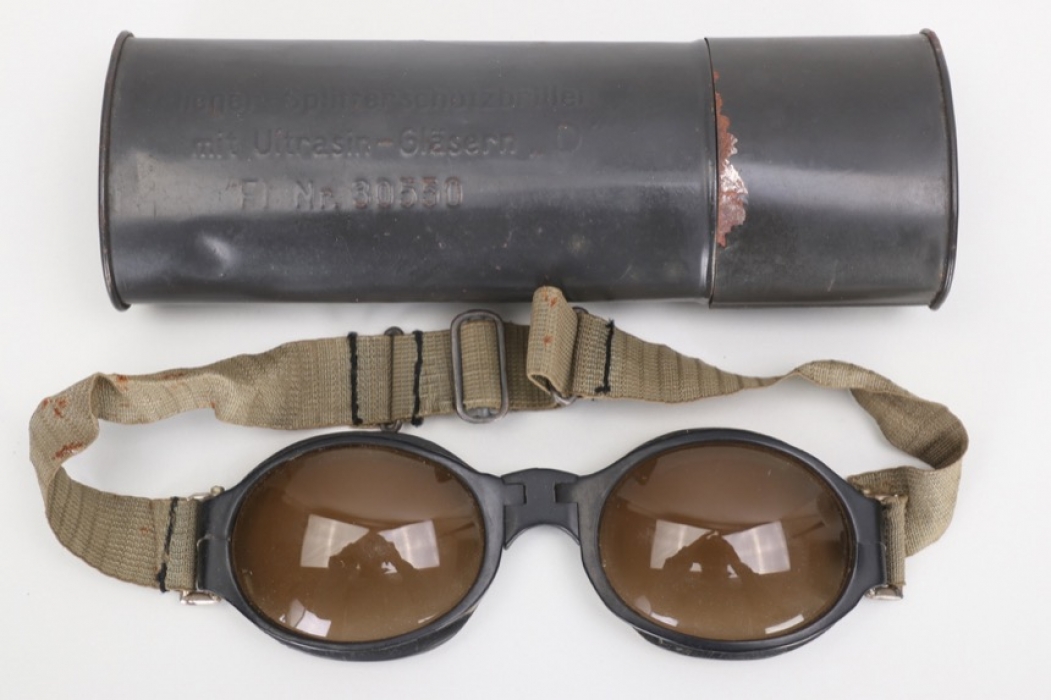 OFw. Bechstädt - Luftwaffe splinter protection goggles in case