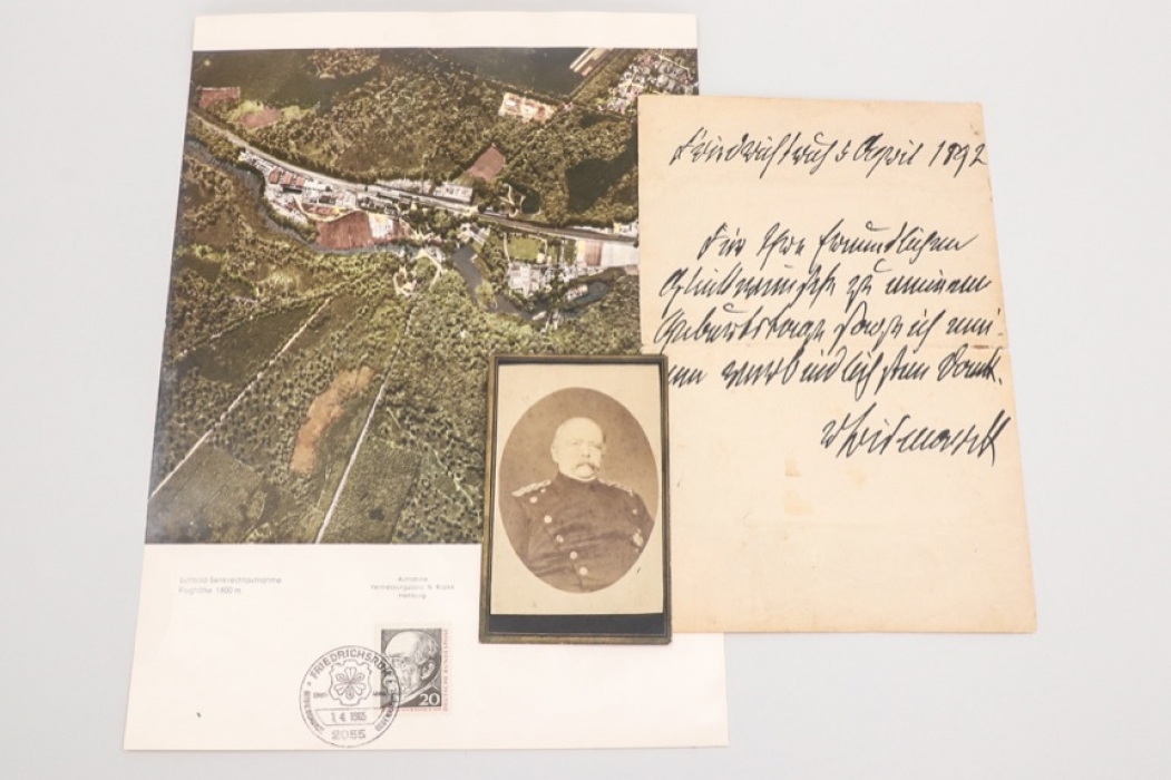 Otto von Bismarck letter + photo & stamp