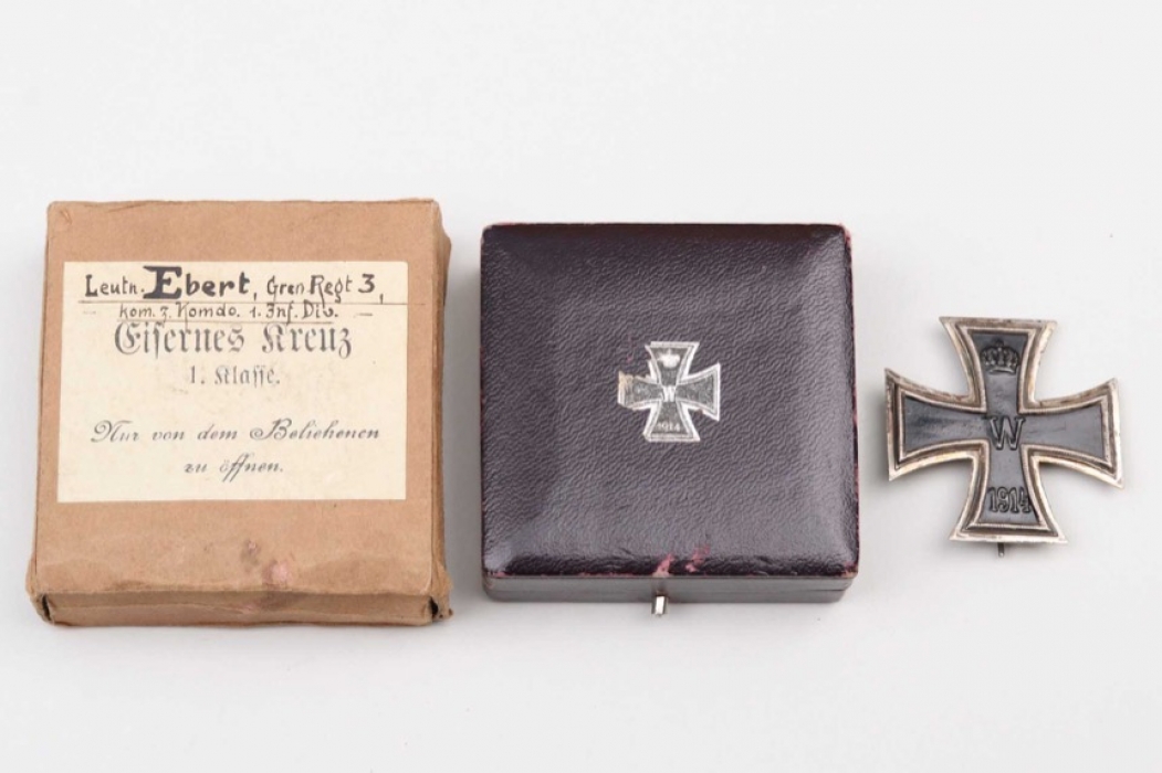 Lt. Ebert 1914 Iron Cross 1st Class in case & outer carton - KO
