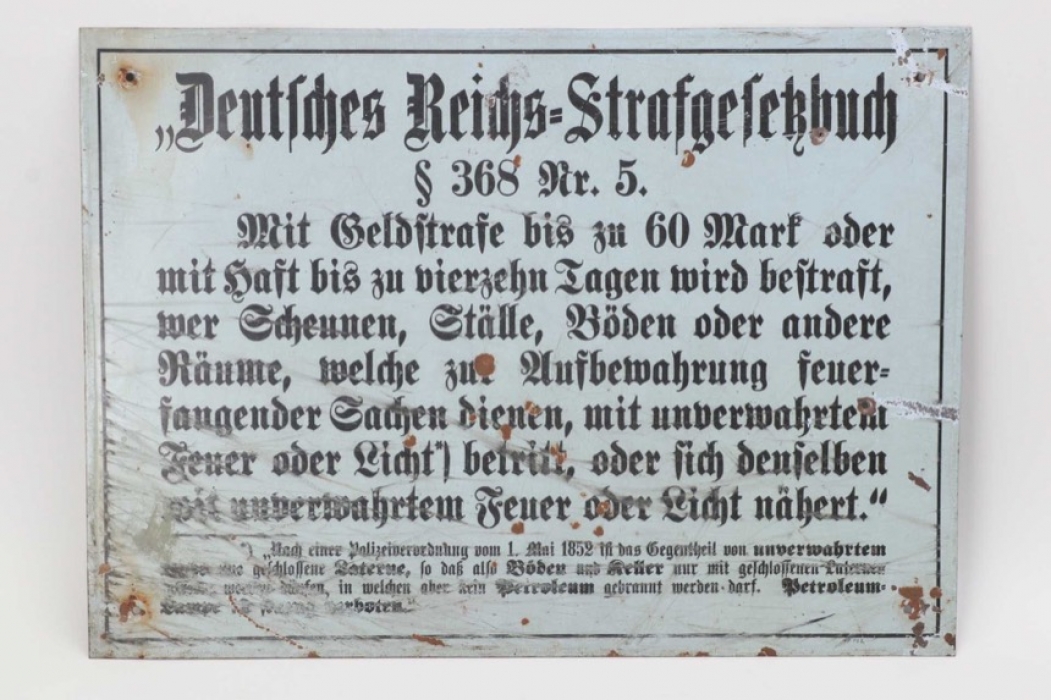 "Deutsches Reich Strafgesetzbuch" prohibition sign - 35x25 cm