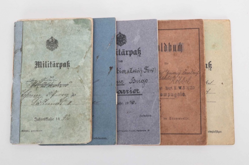 Imperial Germany - 5 x Soldbuch & Militärpaß ID cards