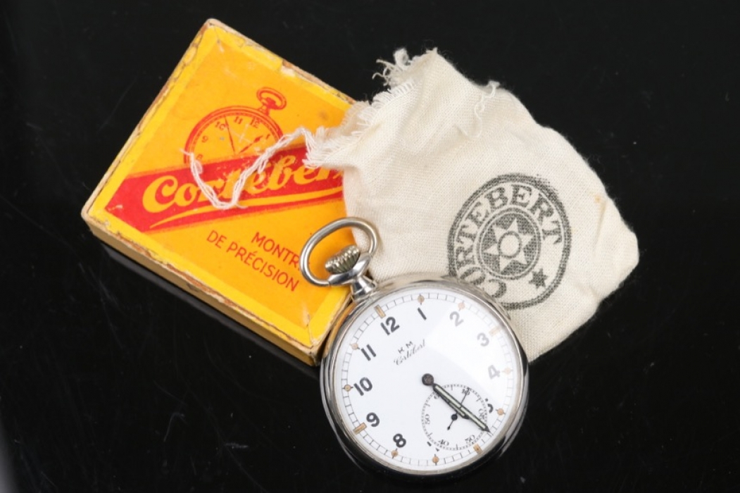 Kriegsmarine service pocket watch in case with bag - Cortebert