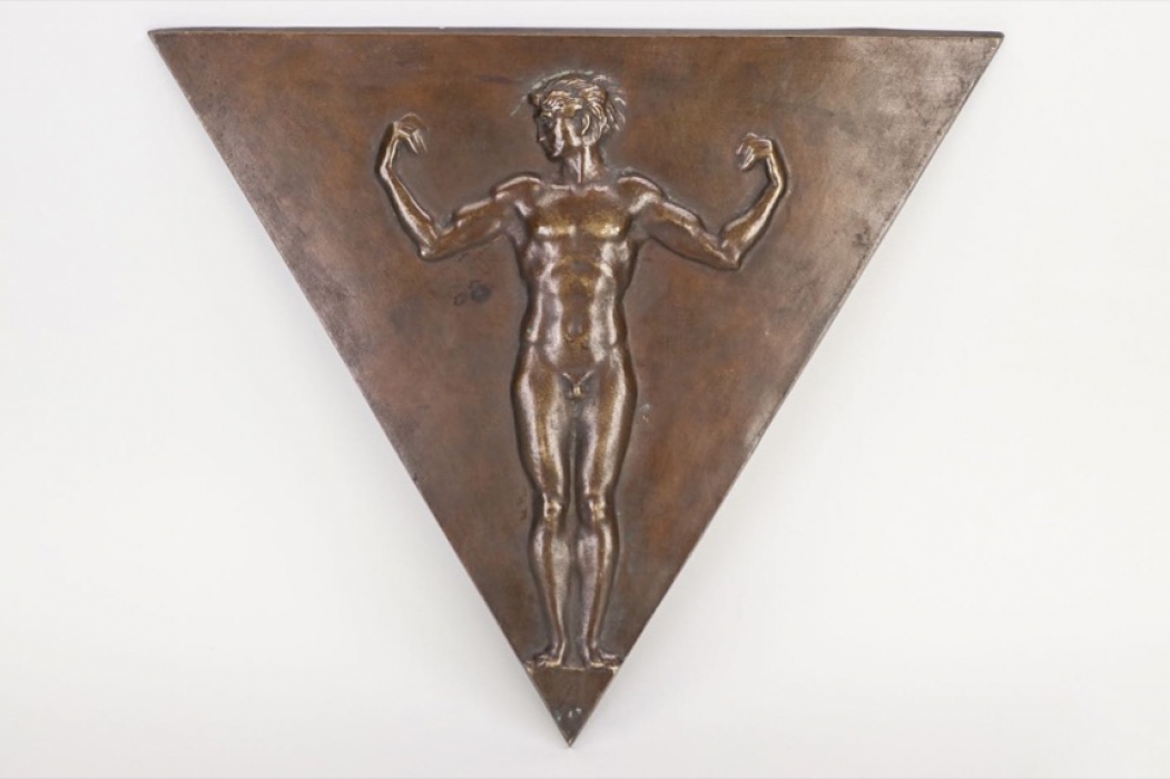 Triangular bronze wall plaque - undressed athlete