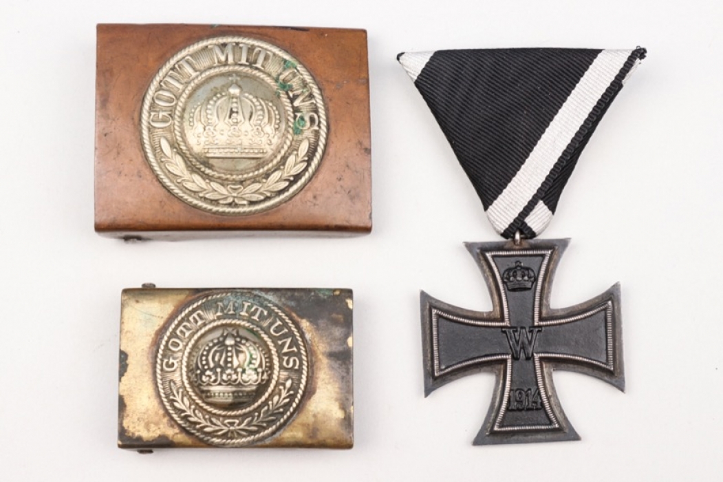 Prussia - two EM/NCO buckles & 1914 Iron Cross 2nd Class