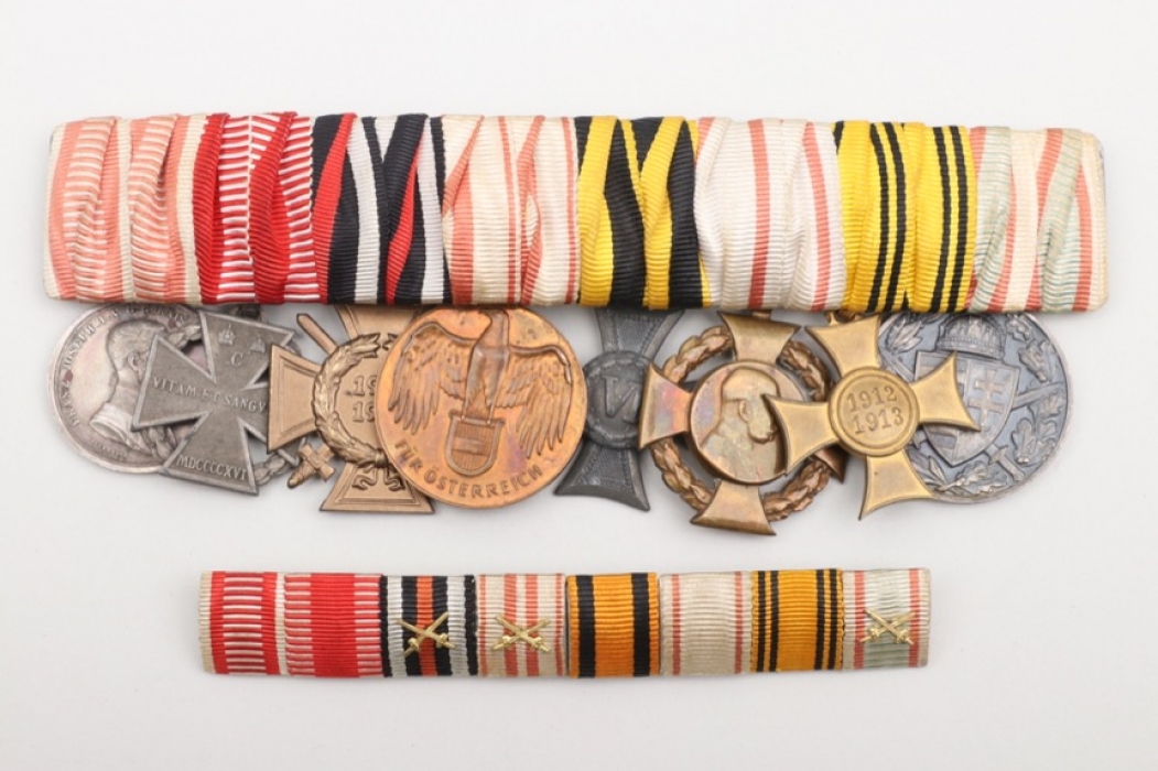 Austro-Hungary - 8-place medal bar with ribbon bar