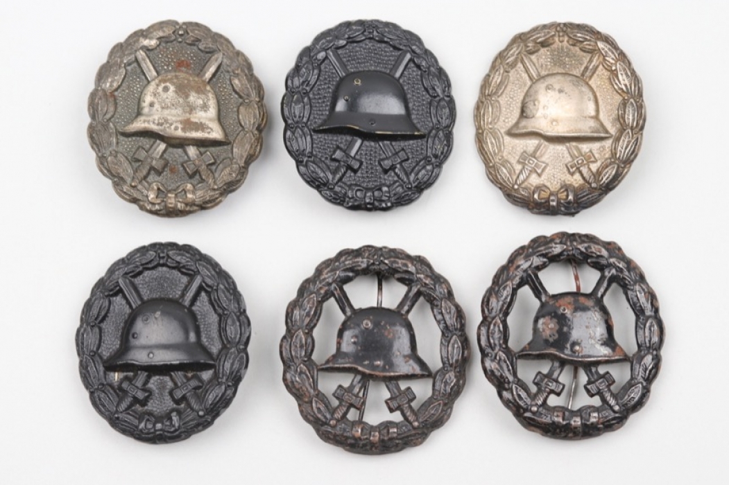 6 x WWI Wound Badge in black and silver
