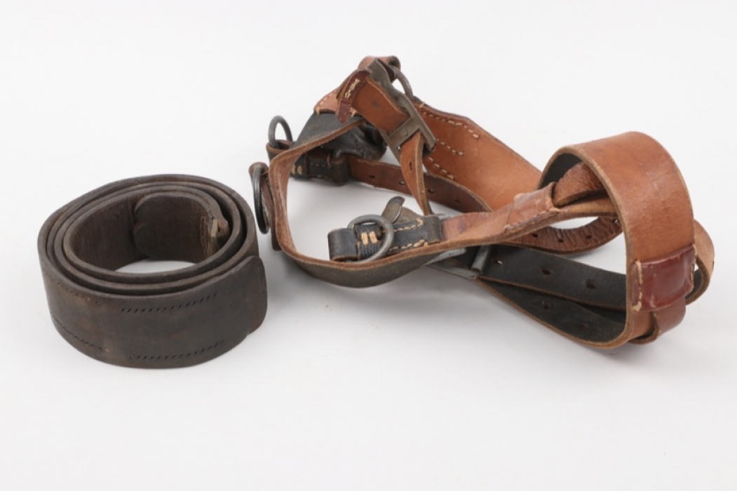 Wehrmacht Y-straps & WWI leather belt