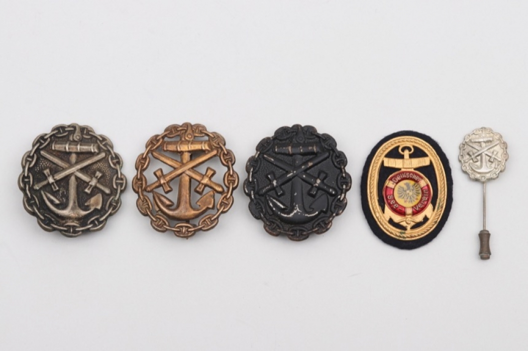 WWI Naval Wound Badges lot + See Verein Badge