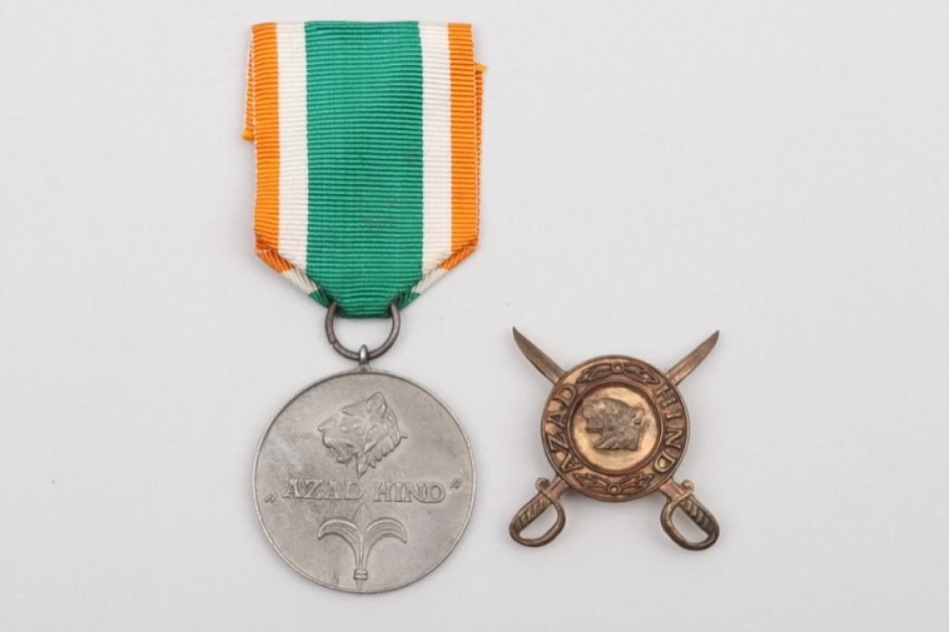 Azad Hind Medal in silver without swords + medallion