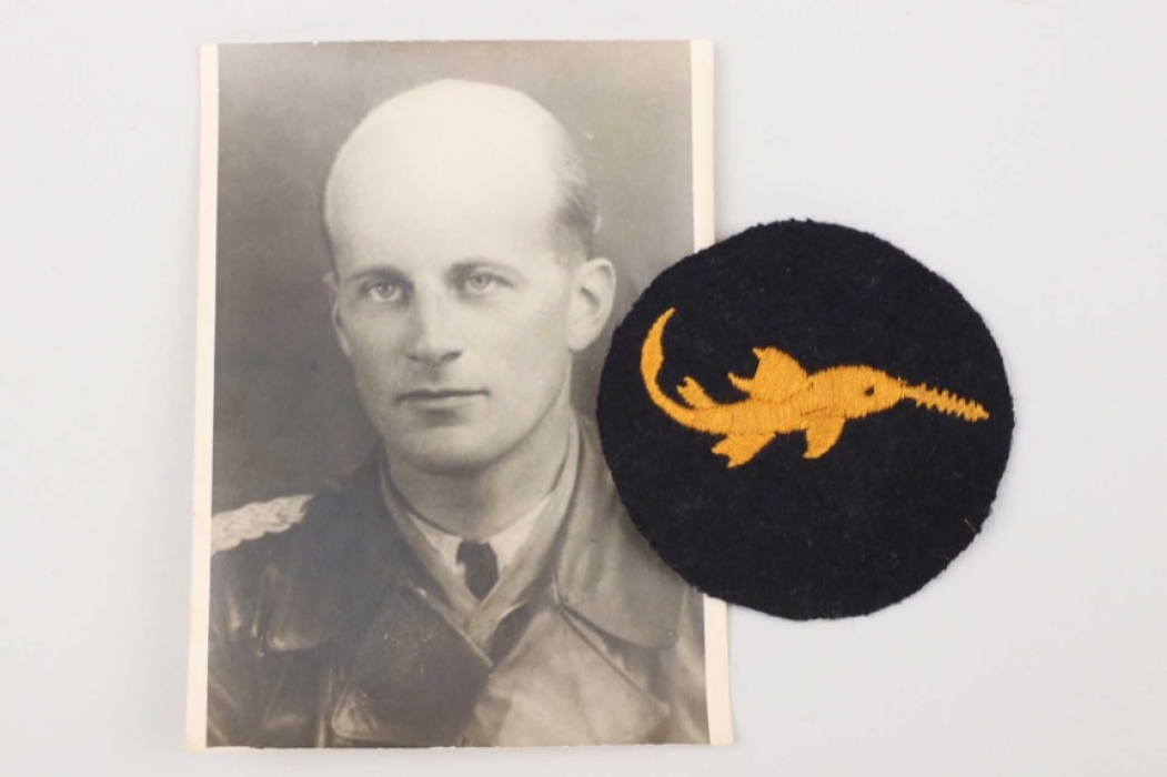 Bartels, Hans - personal Kriegsmarine "Kleinkampfmittel" cloth badge & photo