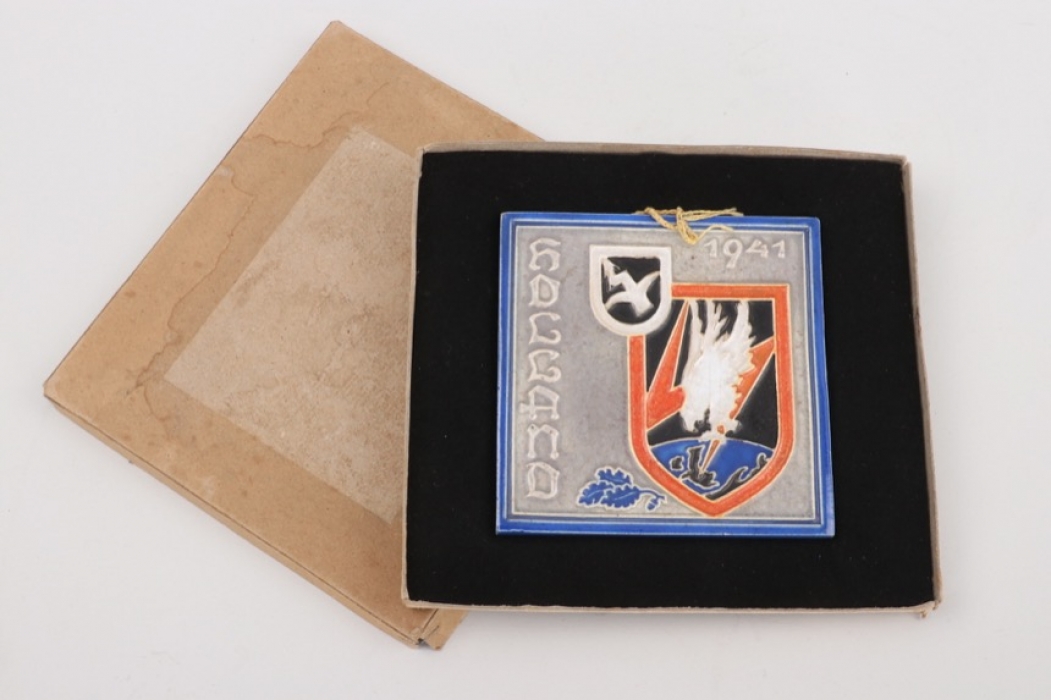 Luftwaffe Nachtjagdverband ceramics plaque in case - Holland 1941/1942