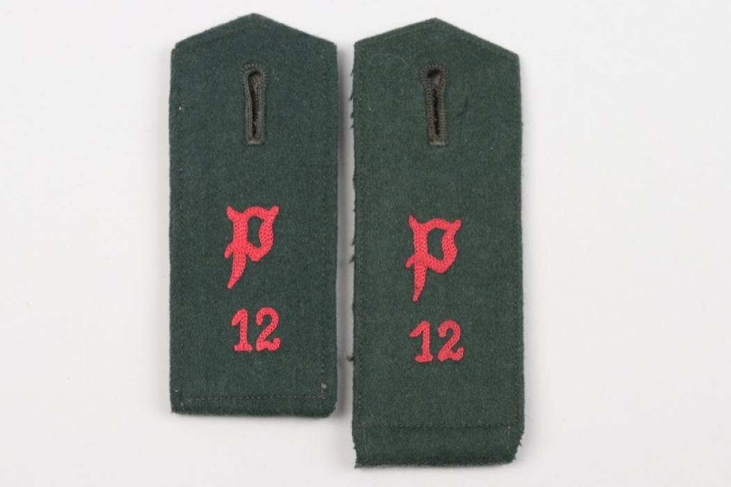 Heer Panzer Abw.Abt. 12 two single shoulder boards - EM