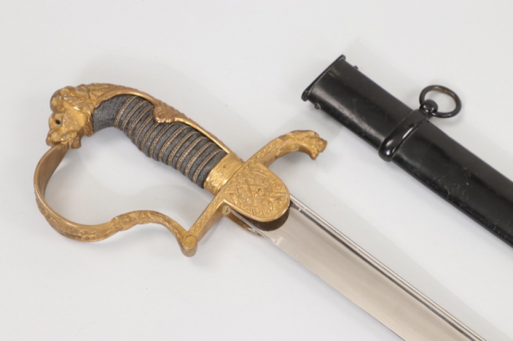 Cavalry officer's lion head sabre - wide blade