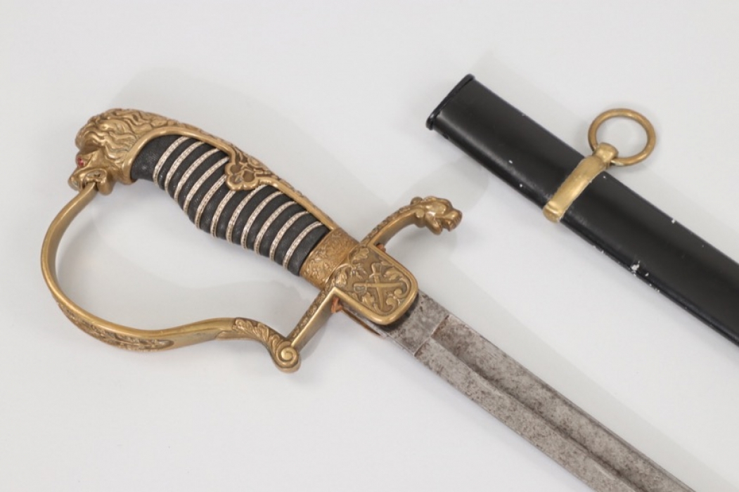 Cavalry officer's lion head sabre - etched blade