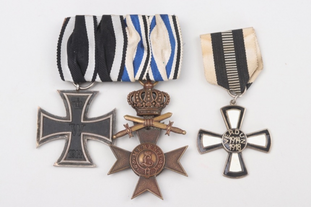 Bavarian 2-place medal bar & Verdun Cross 1914-18