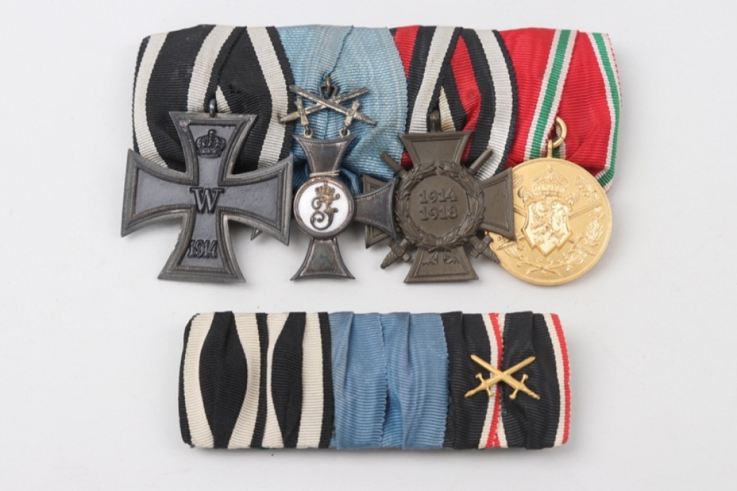 WWI/Württemberg - 4-place medal bar with ribbon bar