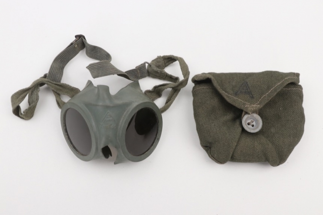 Kriegsmarine goggles for U-boat crews with bag - Auer