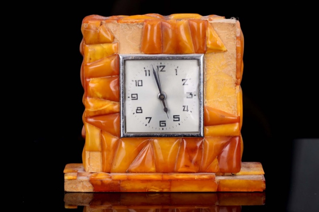 Amber fireplace clock/table clock
