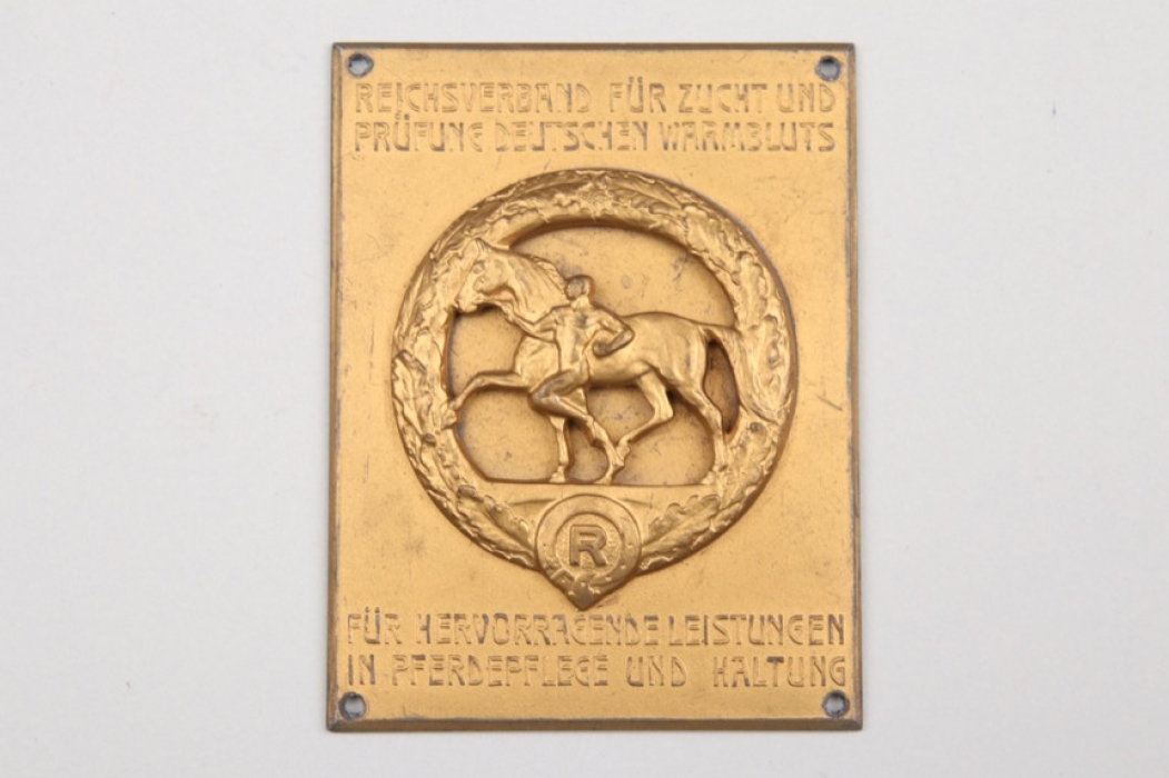 German horse breeding plaque in gold
