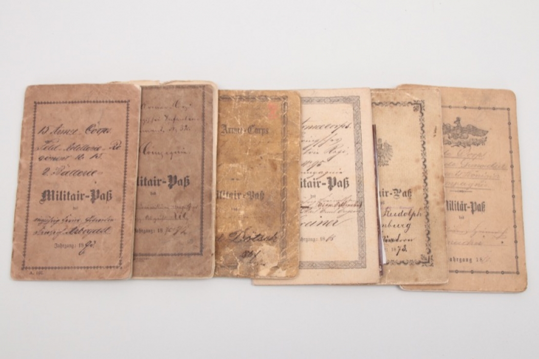 6 x Militär-Paß paybooks around 1870