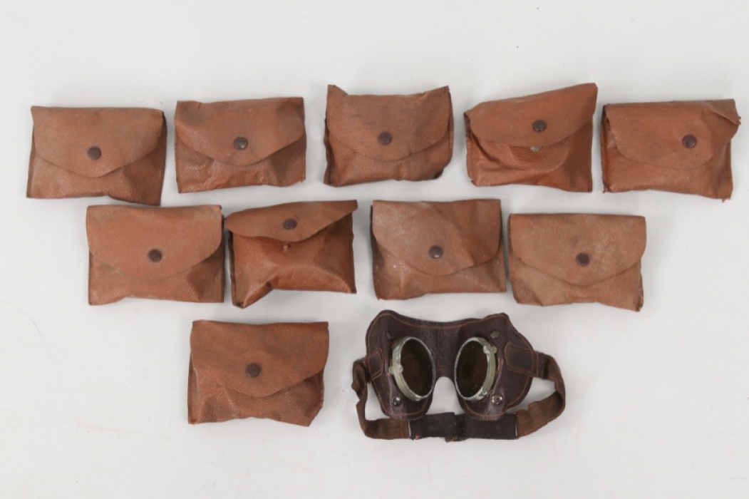 Wehrmacht lot of 10 goggles with bags - unissued