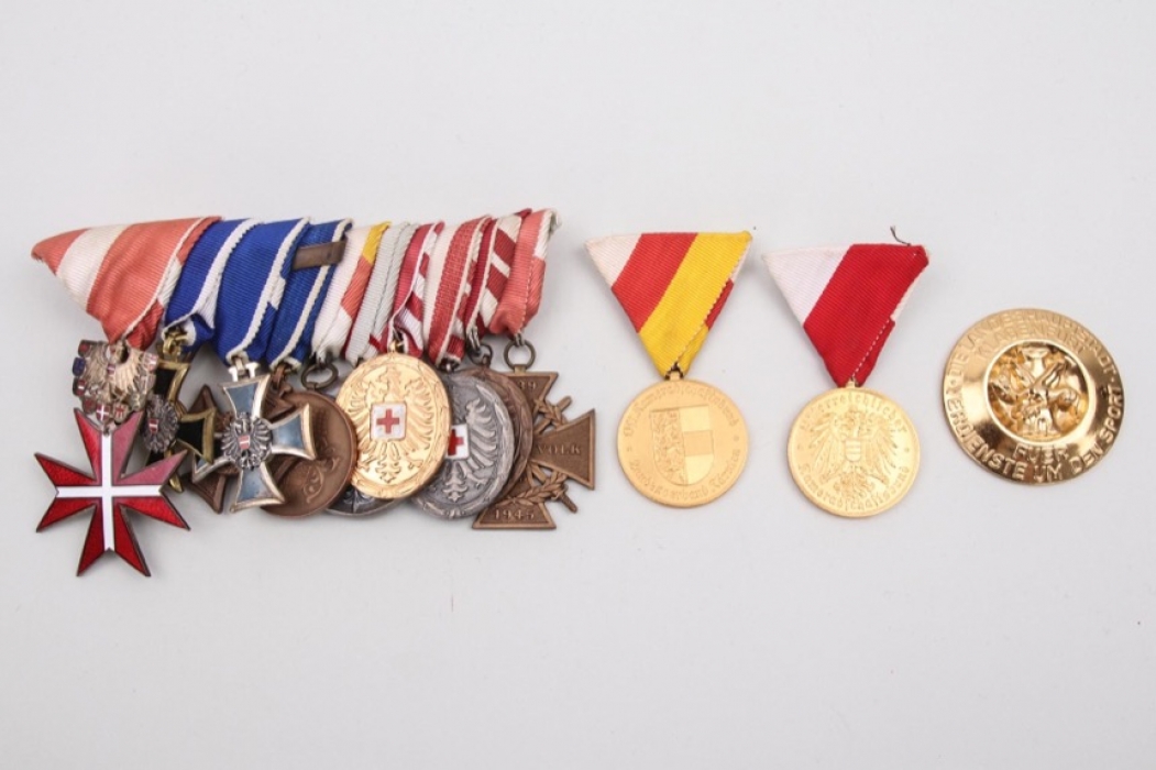 Austrian 10-place medal bar to a WWII veteran + 3 other medals