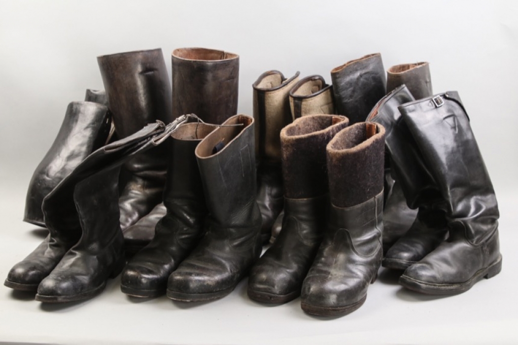 Lot of seven pairs of military boots