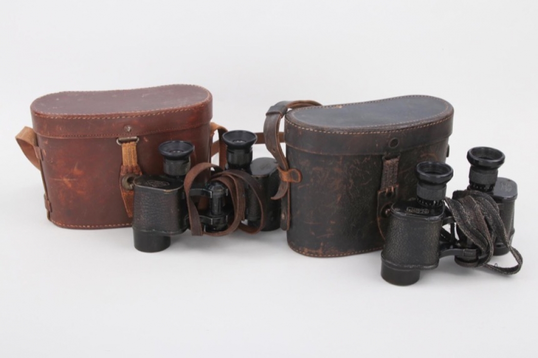 WW1 2 x binoculars with cases