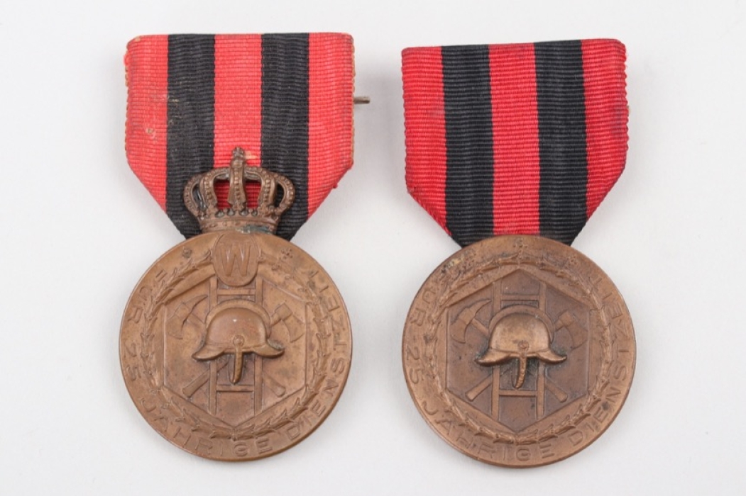 Wurttemberg - 2 x Fire Brigade Service Medals, 2. Mod & Free State Version