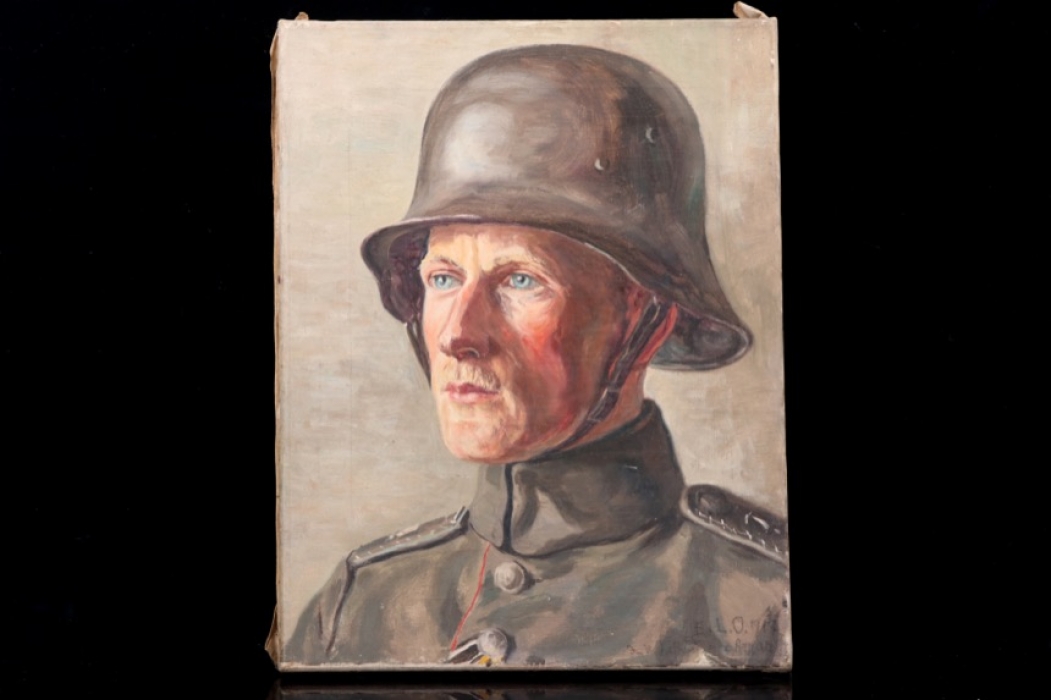 WW1 oil painting of a German soldier - 1917
