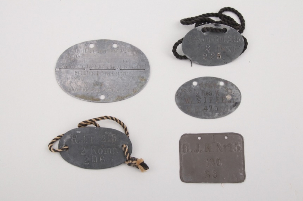 5 x German military identification tags pre 1918