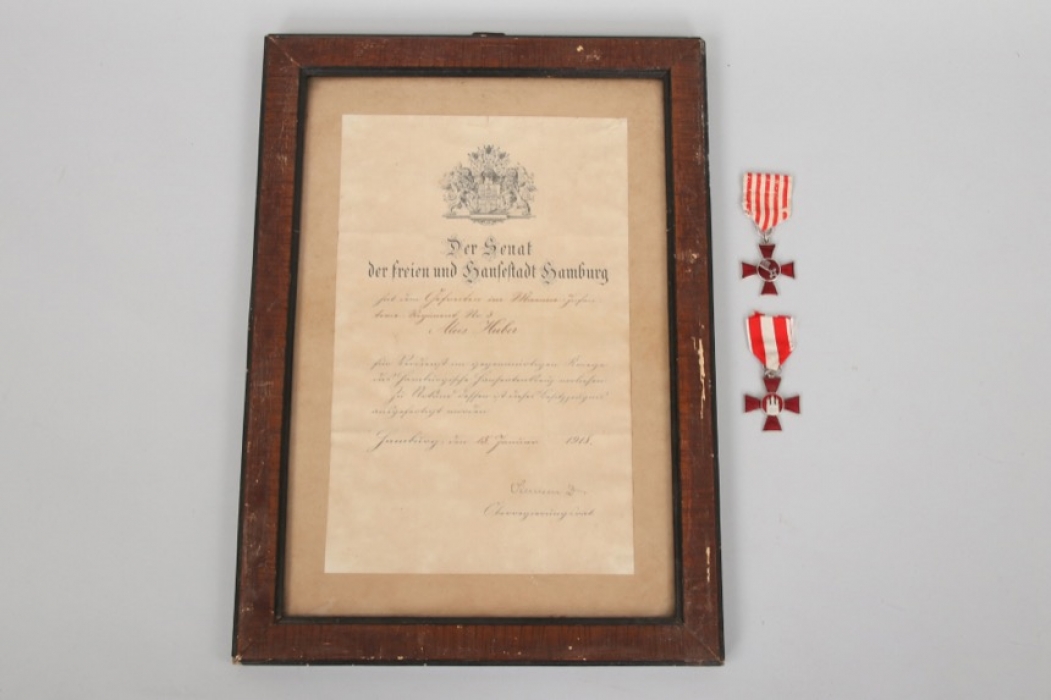 Two Hanseatic Crosses and a certificate