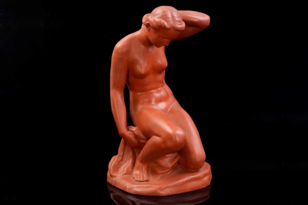 Fine red stoneware sculpture "Badende" - Fritz Winkler 1937
