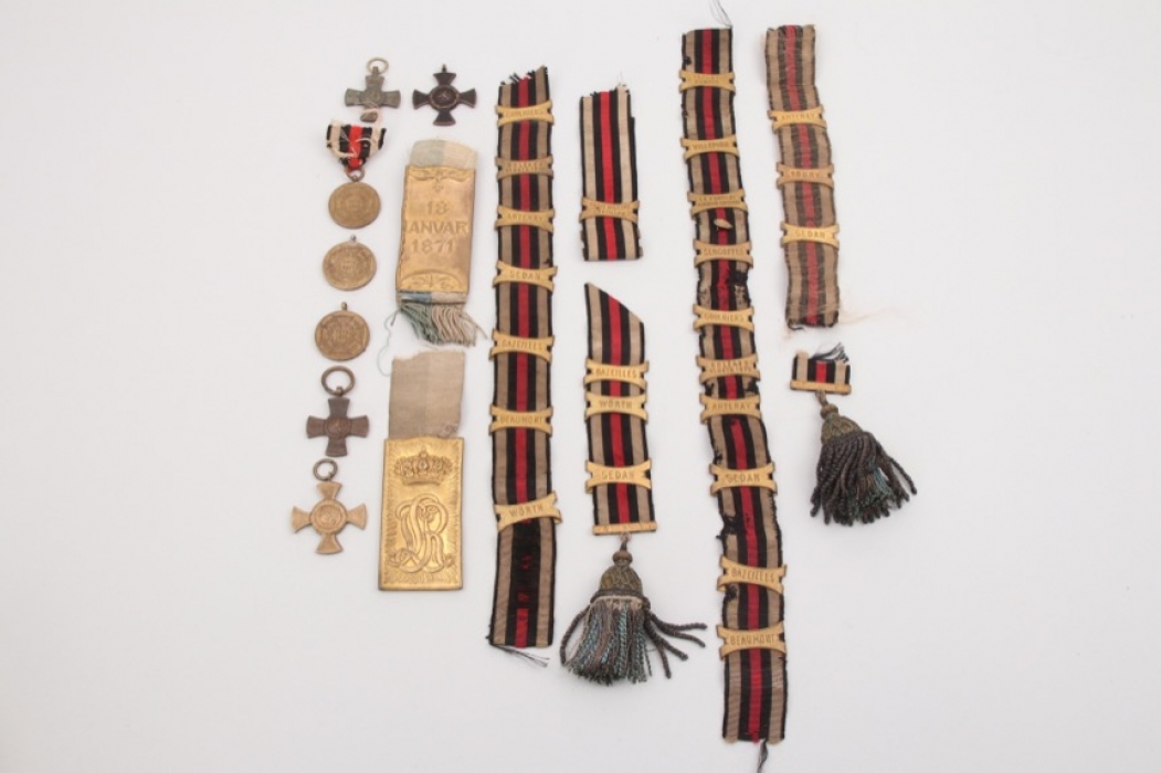 1871 remains of Bavarian flag streamers and medals