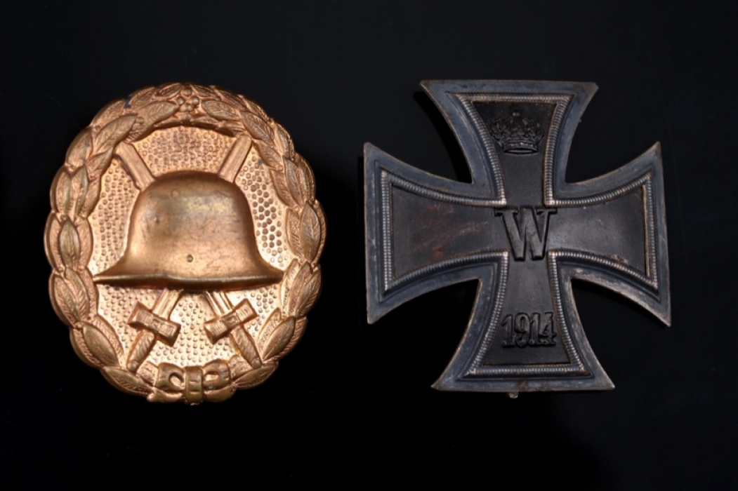 Iron Cross 1st Class 1914 and Golden Wound Badge