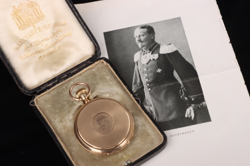 Manfred von Richthofen - gold pocket watch in case
