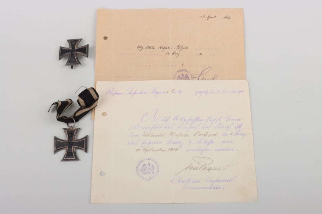 WWI grouping to an Iron Cross 1st Class recipient