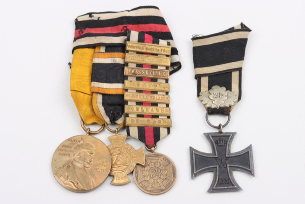 4-place medal bar with 1870 Iron Cross 2nd Class