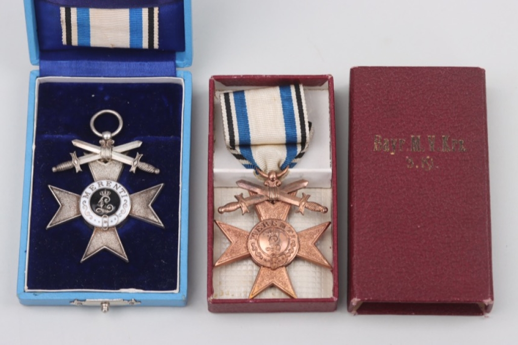Military Merit Cross 2nd & 3rd Class with Swords and cases of issue - Leser & Weiss