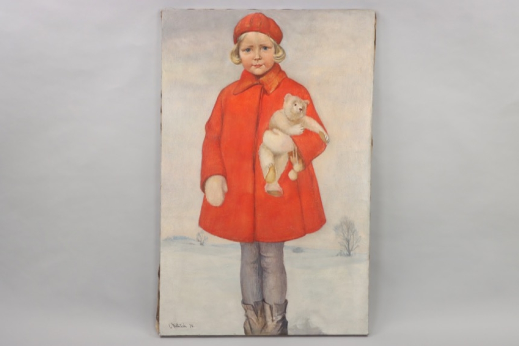 Diebitsch, Karl - his daughter Helga in a red coat (oil on canvas)