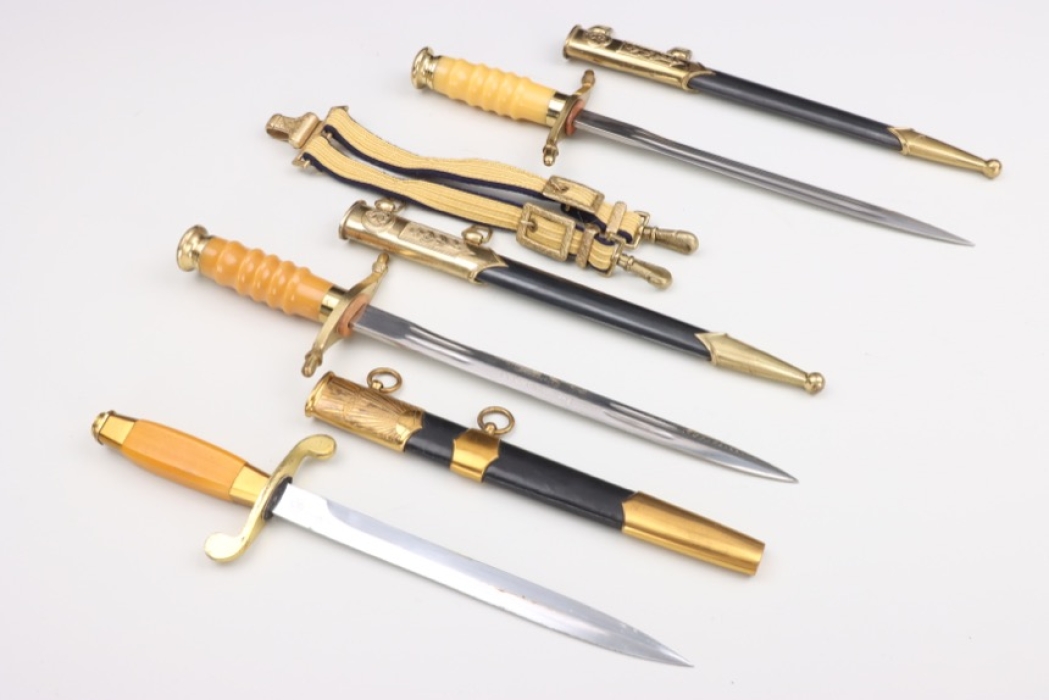 Two NVA admirals' daggers and a Soviet Russian air force officer's dagger