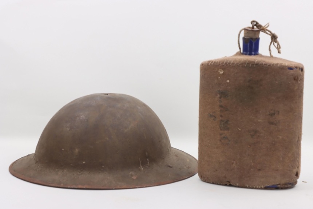 Hptm. Beck - captured British MKII helmet, canteen