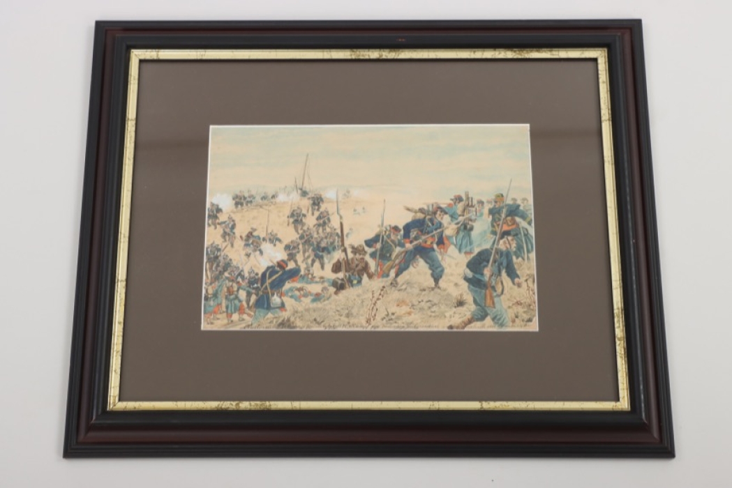 1. Badisches Leibgrenadier Rgt. Nr. 109 at the battle watercolour with museumglass