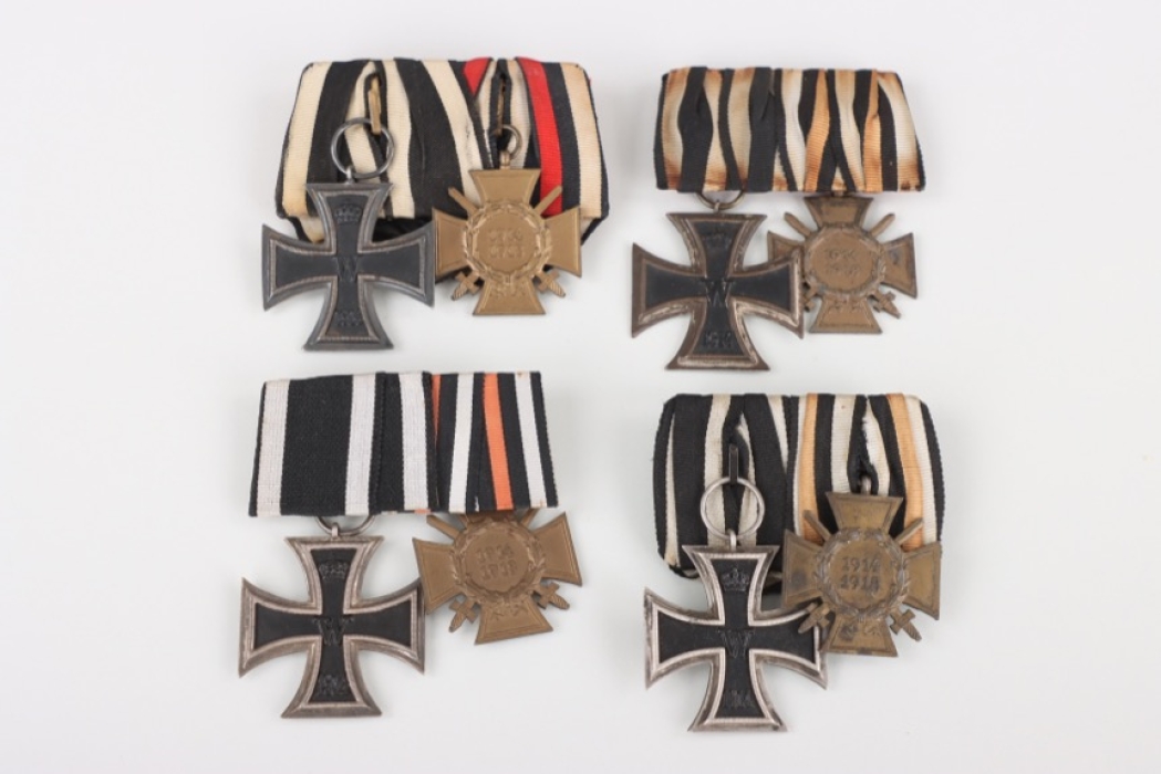 Lot of four 2-place medal bars