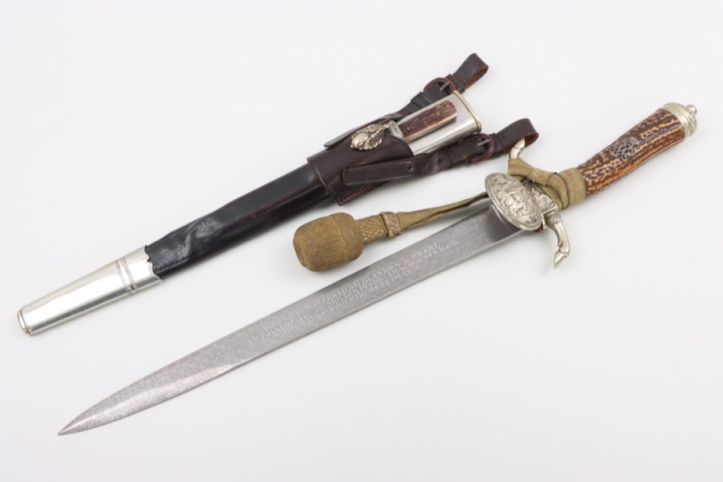 Imperial hunting dagger with Damascus blade and frog + portepee
